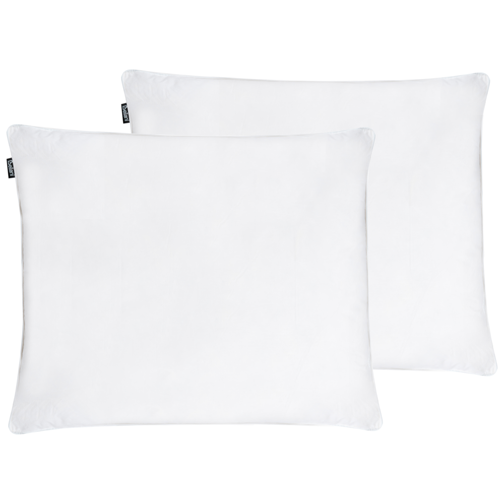 Set di 2 cuscini per letto in cotone bianco piumino d'anatra e piume 50 x 60 cm alto medio morbido