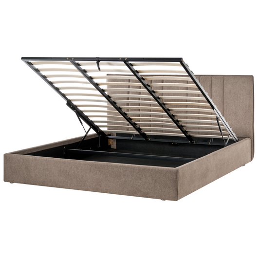 Letto matrimoniale imbottito in tessuto tortora 180 x 200 cm camera da letto