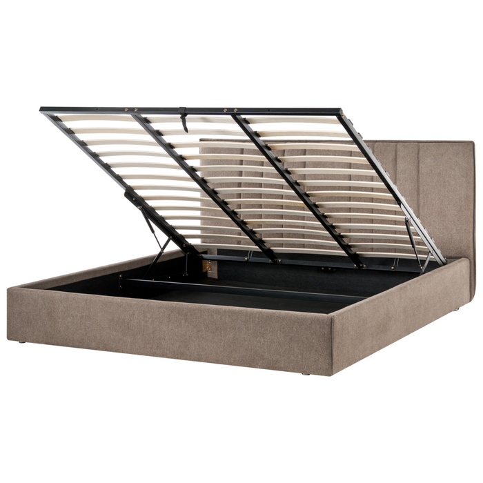 Letto matrimoniale imbottito in tessuto tortora 180 x 200 cm camera da letto