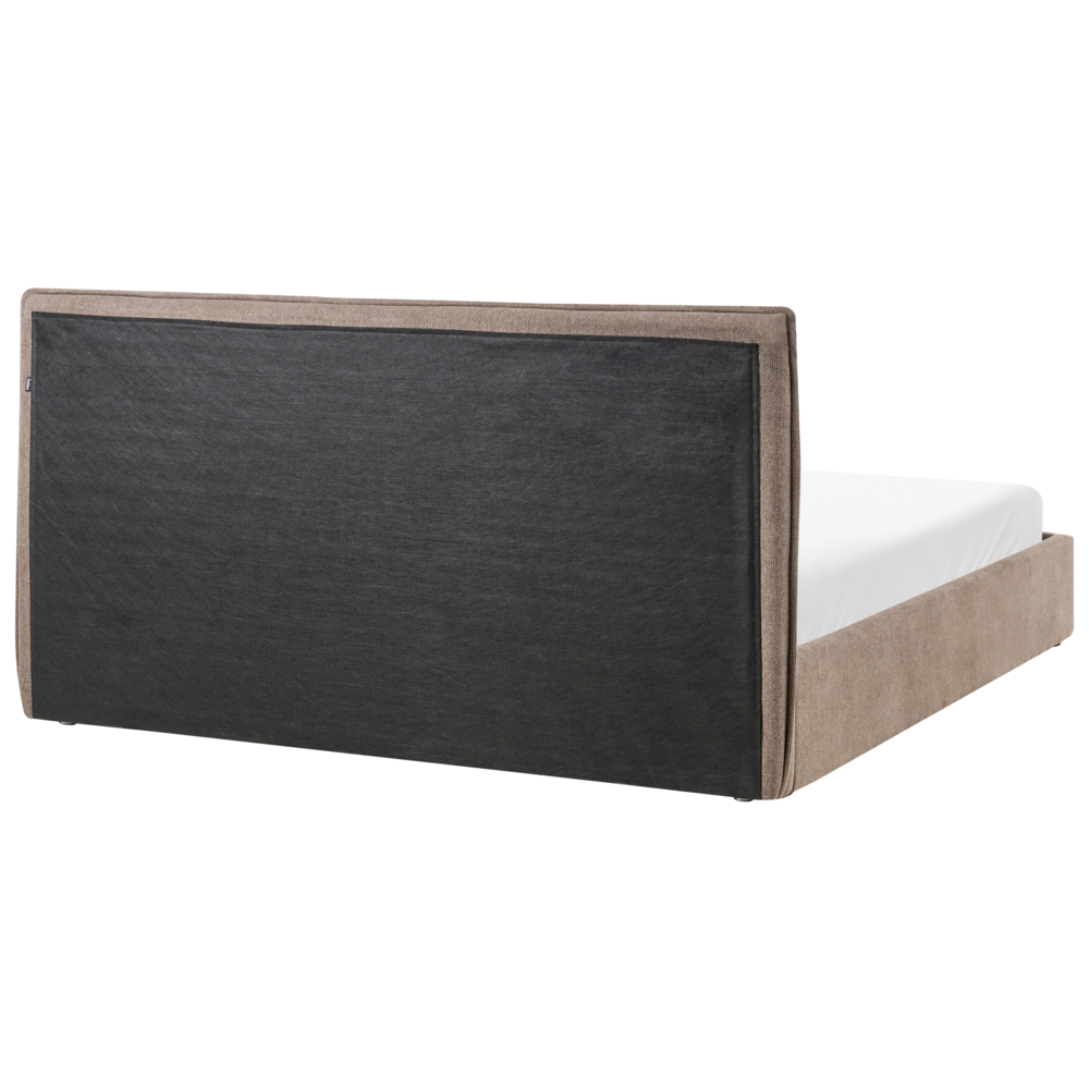 Letto matrimoniale imbottito in tessuto tortora 180 x 200 cm camera da letto