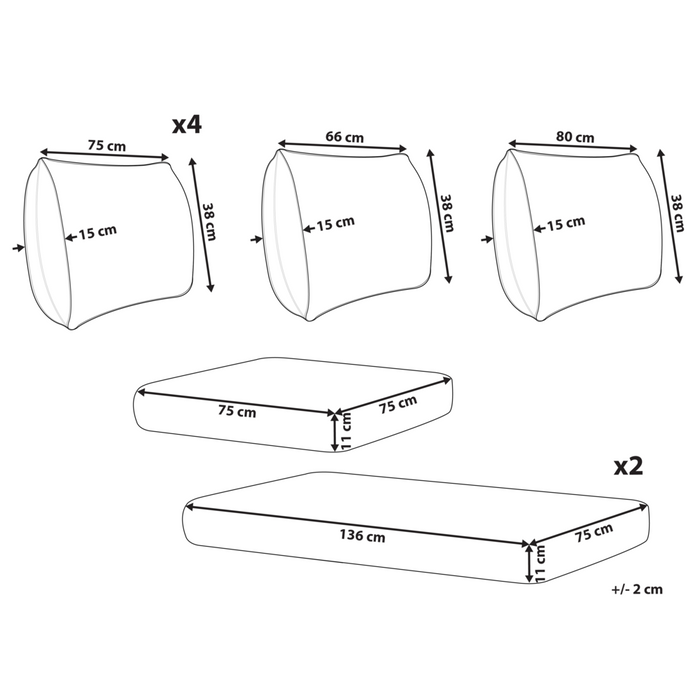 Set di copricuscini da esterno per cuscini per sedili e schienali di divani tortora cuscini laterali posteriori
