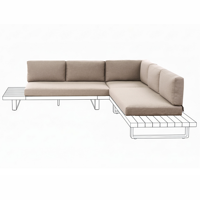 Set di copricuscini da esterno per cuscini per sedili e schienali di divani tortora cuscini laterali posteriori