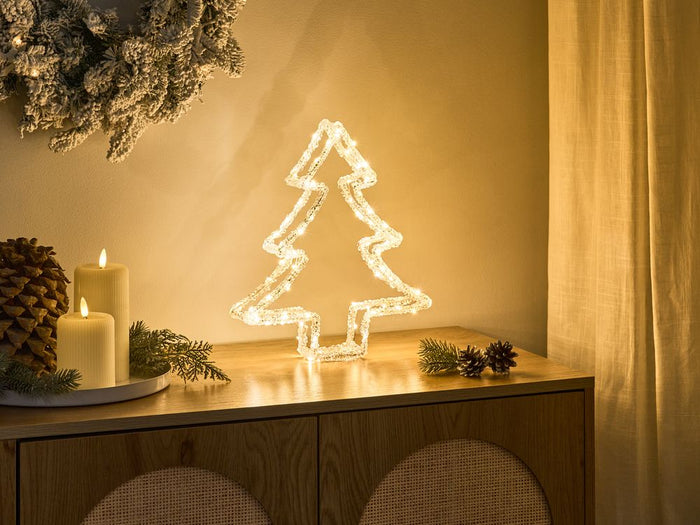 Decorazione con luci LED per albero di Natale Illuminazione in metallo bianco esterno accessori natalizi