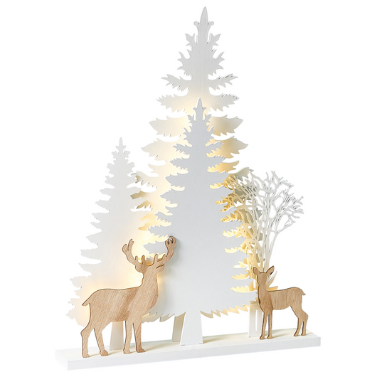 LED Decorazione Bianco Indoor Alberi di Natale Renna Foresta MDF stagionale Accessorio Home Décor con luci