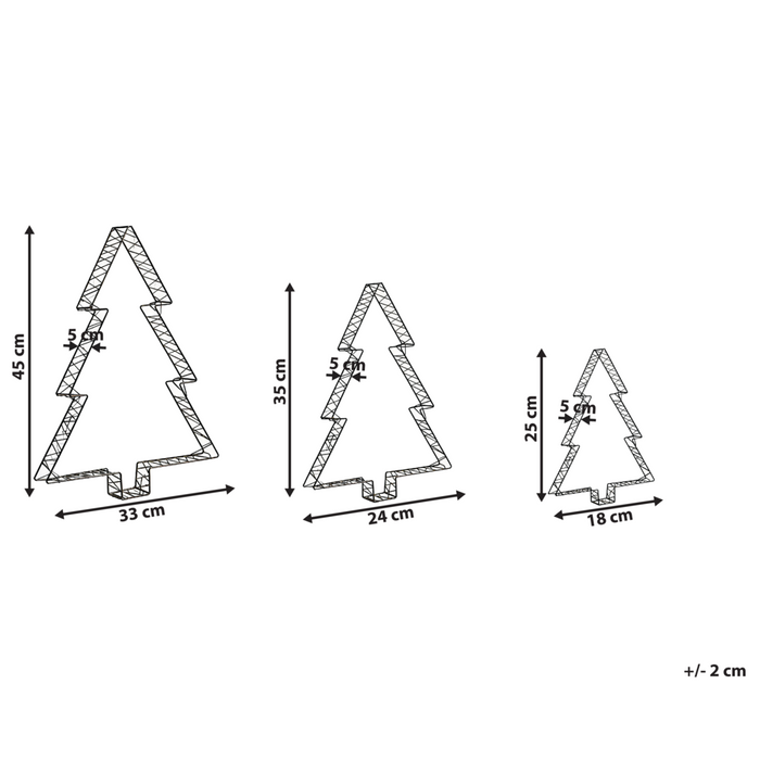 Accessorio decorativo natalizio LED per interni ed esterni 3 alberi di Natale Luci LED Illuminazione Metallo Nero