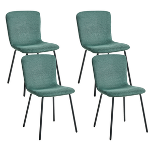 Set di 4 sedie da pranzo in tessuto Tappezzeria verde Gambe in metallo nero Design moderno e retrò