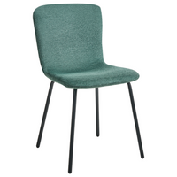 Set di 4 sedie da pranzo in tessuto Tappezzeria verde Gambe in metallo nero Design moderno e retrò