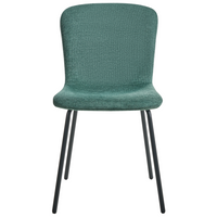 Set di 4 sedie da pranzo in tessuto Tappezzeria verde Gambe in metallo nero Design moderno e retrò