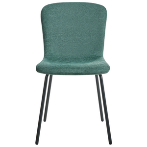 Set di 4 sedie da pranzo in tessuto Tappezzeria verde Gambe in metallo nero Design moderno e retrò