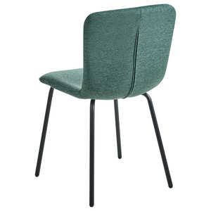 Set di 4 sedie da pranzo in tessuto Tappezzeria verde Gambe in metallo nero Design moderno e retrò