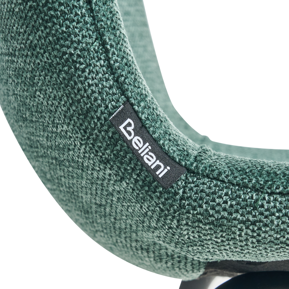 Set di 4 sedie da pranzo in tessuto Tappezzeria verde Gambe in metallo nero Design moderno e retrò