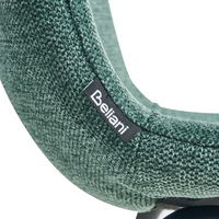 Set di 4 sedie da pranzo in tessuto Tappezzeria verde Gambe in metallo nero Design moderno e retrò