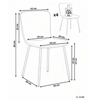 Set di 4 sedie da pranzo in tessuto Tappezzeria verde Gambe in metallo nero Design moderno e retrò