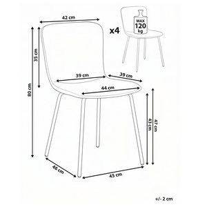 Set di 4 sedie da pranzo in tessuto Tappezzeria verde Gambe in metallo nero Design moderno e retrò