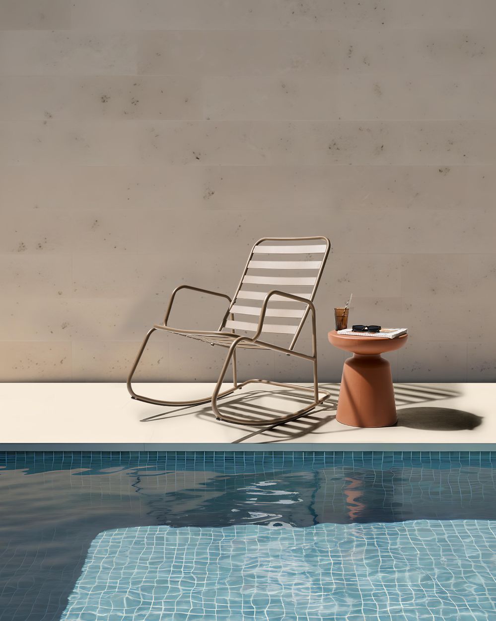 Sedia a dondolo da giardino tortora alluminio a doghe Design moderno per esterni