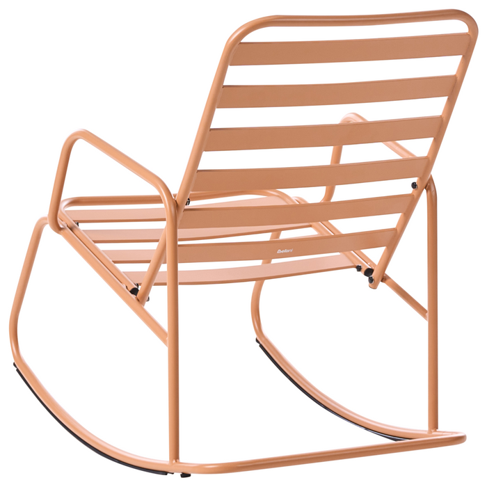 Sedia a dondolo da giardino marrone dorato alluminio a doghe Design moderno per esterni