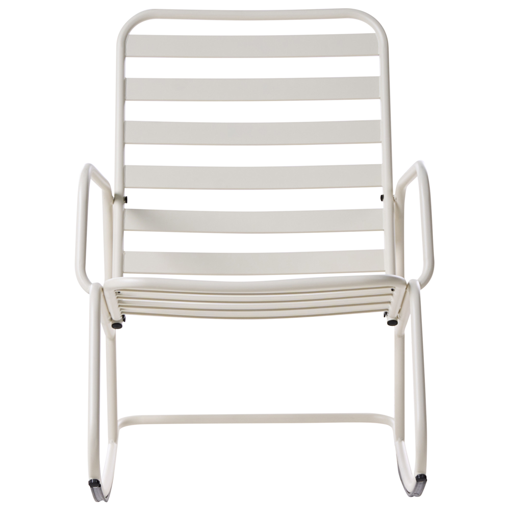 Sedia a dondolo da giardino bianca alluminio a doghe Design moderno per esterni