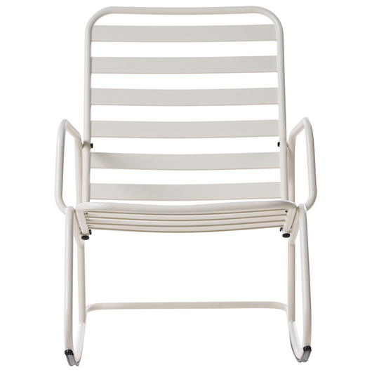 Sedia a dondolo da giardino bianca alluminio a doghe Design moderno per esterni