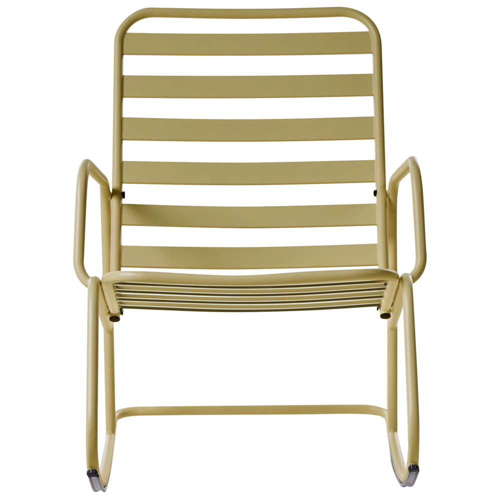 Sedia a dondolo da giardino verde oliva alluminio a doghe Design moderno per esterni