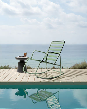 Sedia a dondolo da giardino verde alluminio a doghe Design moderno per esterni