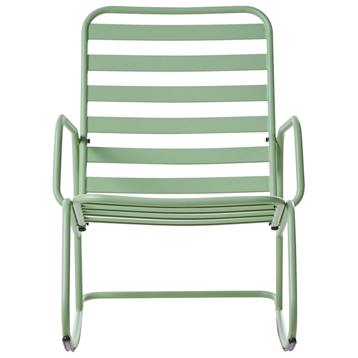 Sedia a dondolo da giardino verde alluminio a doghe Design moderno per esterni