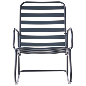 Sedia a dondolo da giardino nero alluminio a doghe Design moderno per esterni