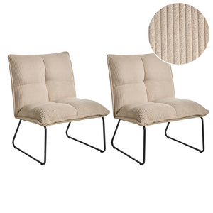 Set di 2 poltrone Rivestimento in velluto a coste beige Gambe in metallo nero Design moderno e retrò