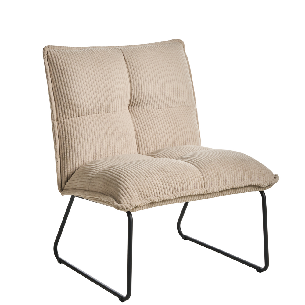 Set di 2 poltrone Rivestimento in velluto a coste beige Gambe in metallo nero Design moderno e retrò