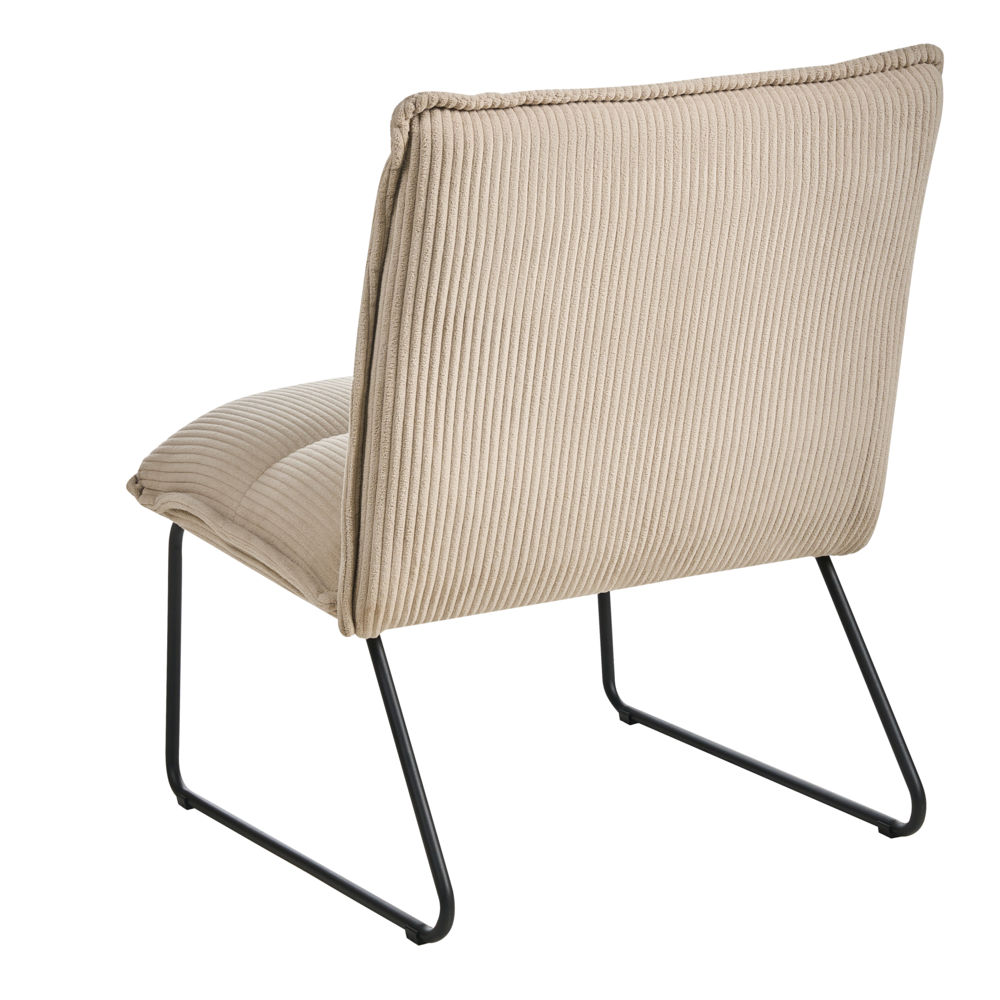 Set di 2 poltrone Rivestimento in velluto a coste beige Gambe in metallo nero Design moderno e retrò