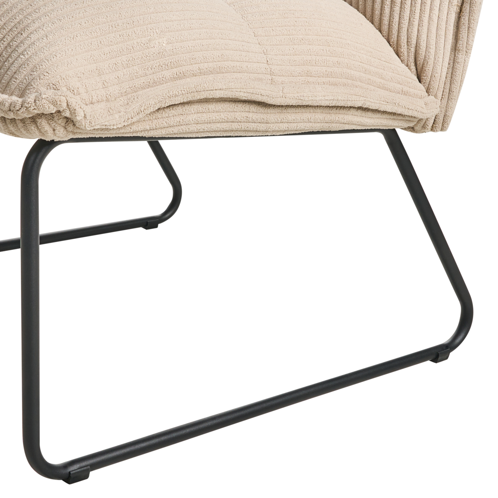 Set di 2 poltrone Rivestimento in velluto a coste beige Gambe in metallo nero Design moderno e retrò