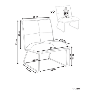 Set di 2 poltrone Rivestimento in velluto a coste beige Gambe in metallo nero Design moderno e retrò