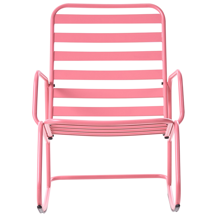 Sedia a dondolo da giardino rosa alluminio a doghe Design moderno per esterni