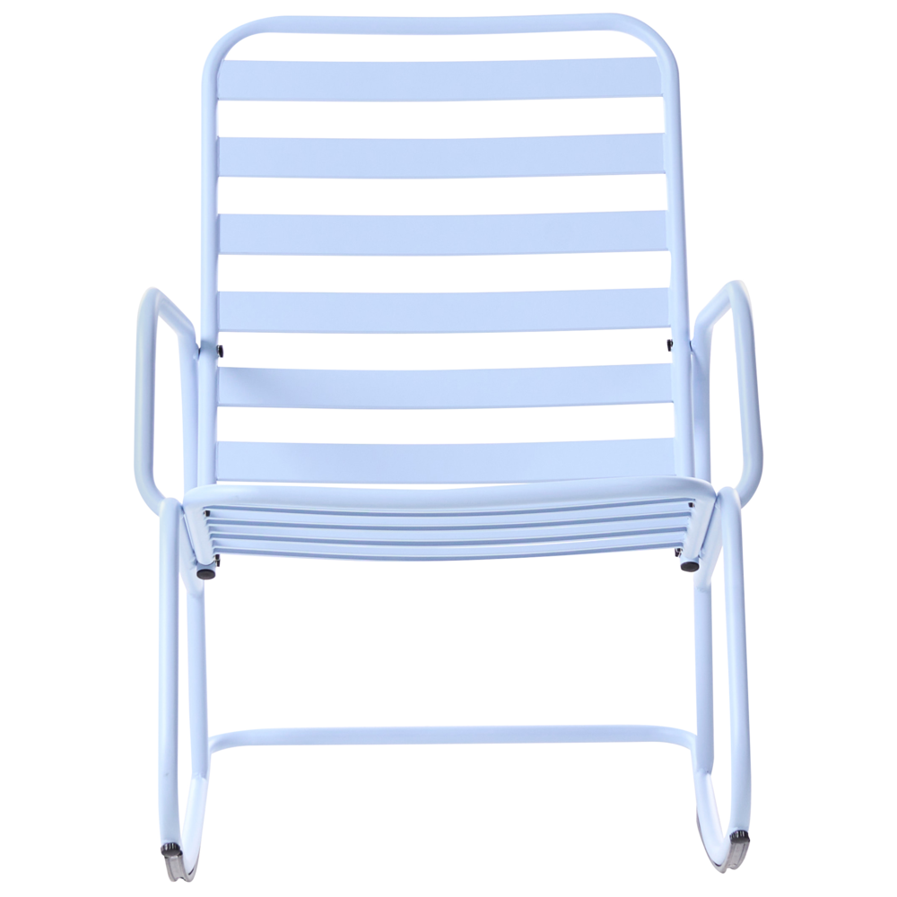 Sedia a dondolo da giardino azzurro alluminio a doghe Design moderno per esterni