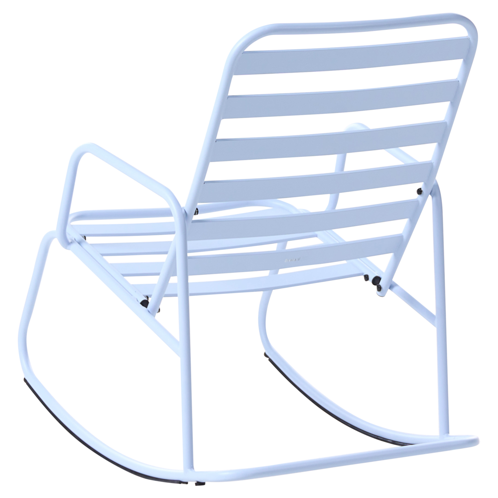 Sedia a dondolo da giardino azzurro alluminio a doghe Design moderno per esterni