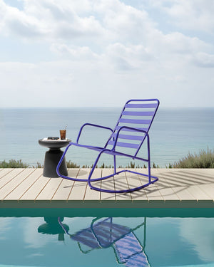 Sedia a dondolo da giardino viola alluminio a doghe Design moderno per esterni