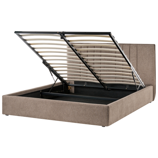 Letto matrimoniale imbottito in tessuto tortora 180 x 200 cm camera da letto