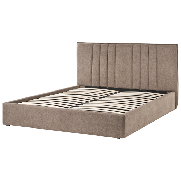 Letto matrimoniale imbottito in tessuto tortora 180 x 200 cm camera da letto