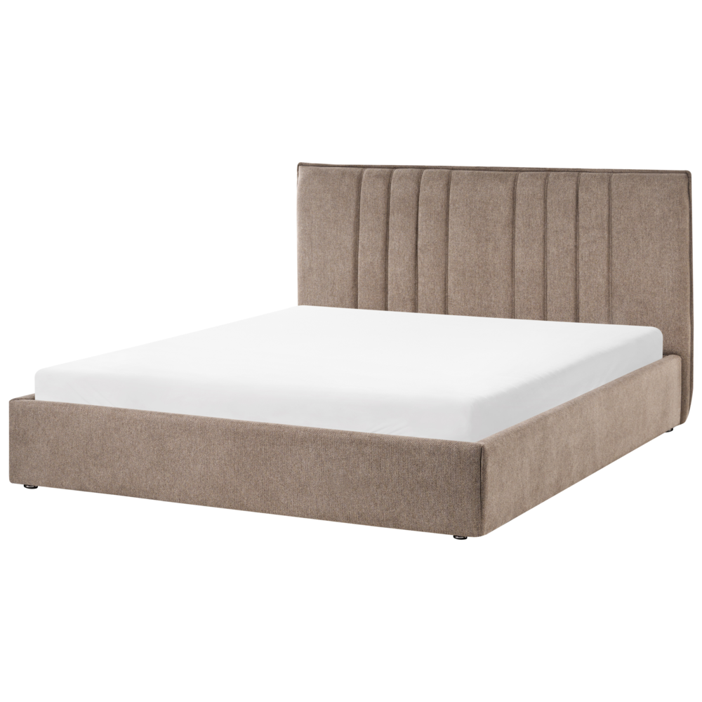 Letto matrimoniale imbottito in tessuto tortora 180 x 200 cm camera da letto