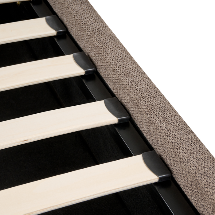 Letto matrimoniale imbottito in tessuto tortora 180 x 200 cm camera da letto