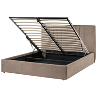 Letto matrimoniale imbottito in tessuto tortora 140 x 200 cm camera da letto