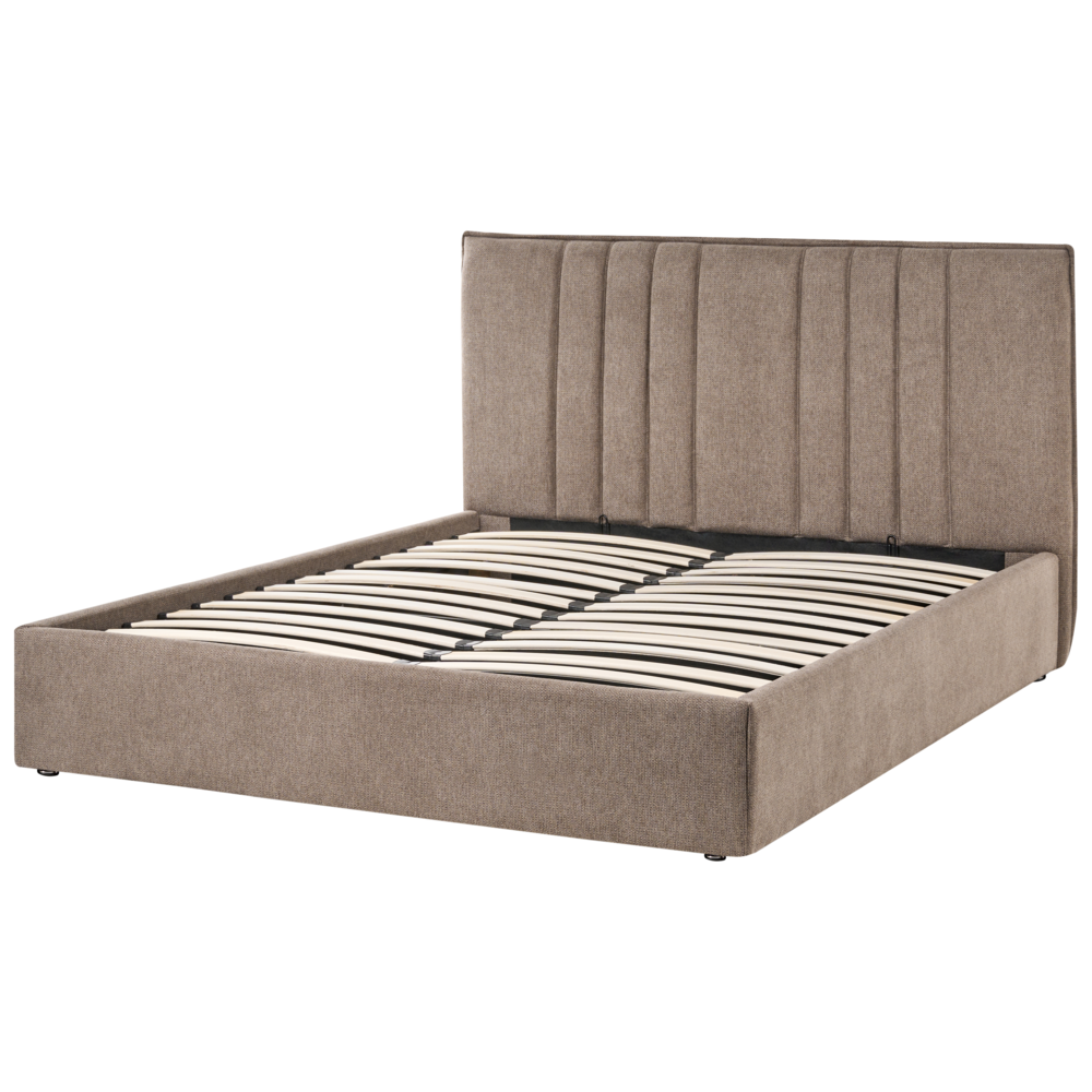 Letto matrimoniale imbottito in tessuto tortora 140 x 200 cm camera da letto