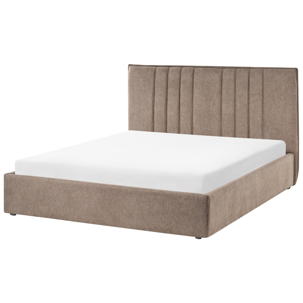 Letto matrimoniale imbottito in tessuto tortora 140 x 200 cm camera da letto