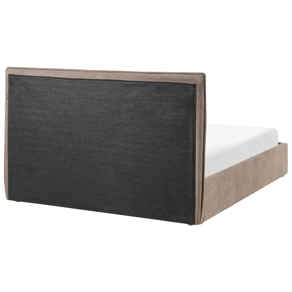 Letto matrimoniale imbottito in tessuto tortora 140 x 200 cm camera da letto