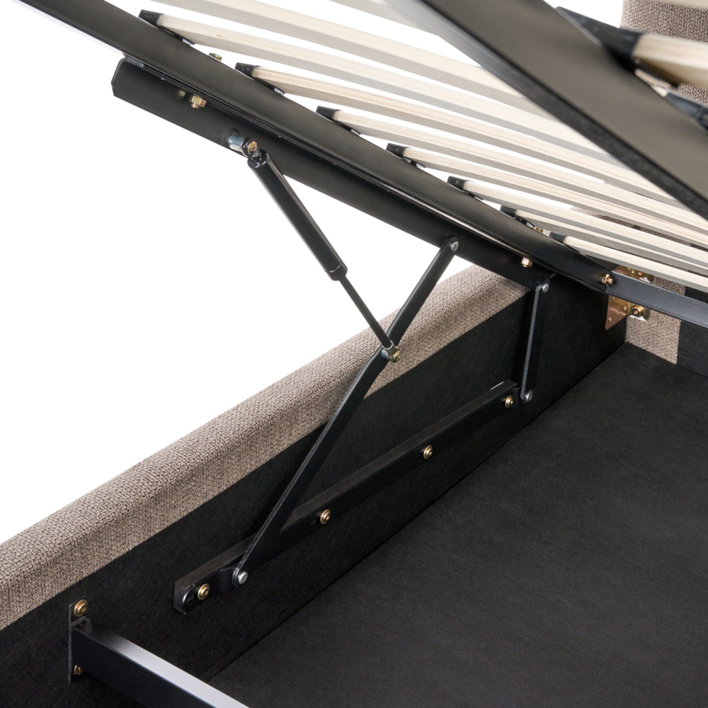 Letto matrimoniale imbottito in tessuto tortora 140 x 200 cm camera da letto