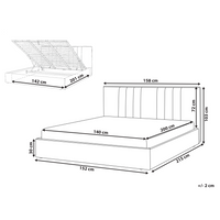 Letto matrimoniale imbottito in tessuto tortora 140 x 200 cm camera da letto