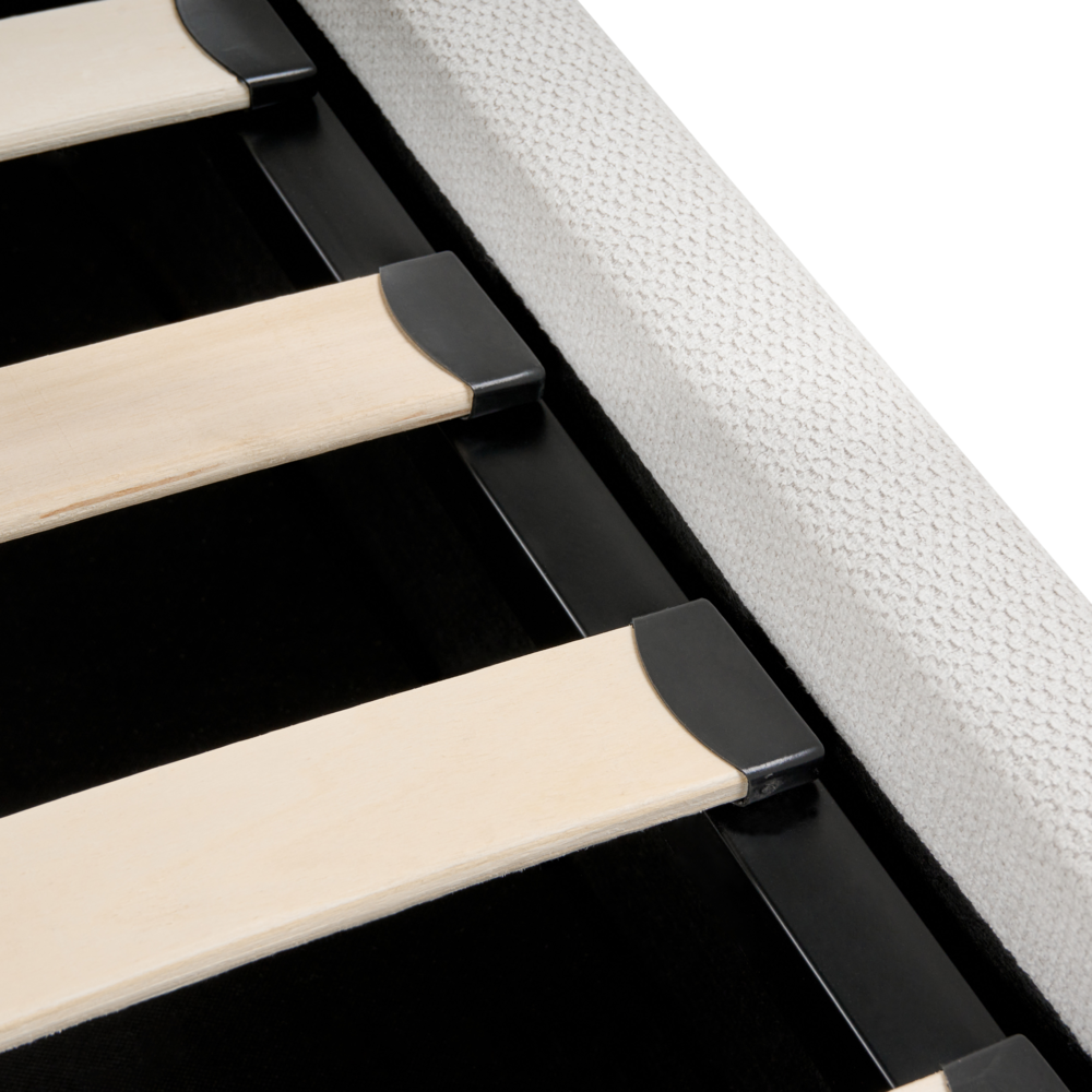 Letto matrimoniale imbottito in tessuto beige chiaro 180 x 200 cm camera da letto