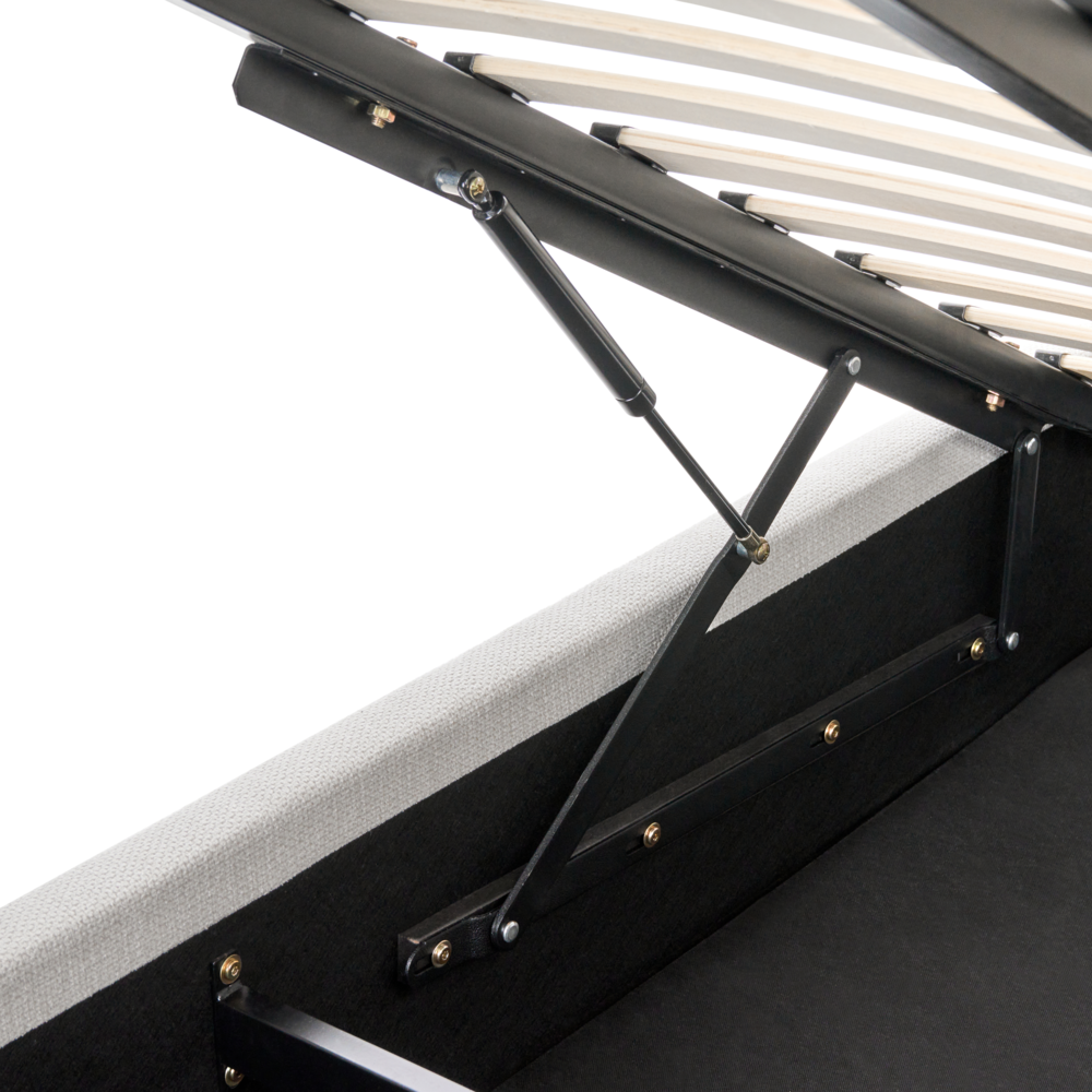 Letto matrimoniale imbottito in tessuto beige chiaro 180 x 200 cm camera da letto