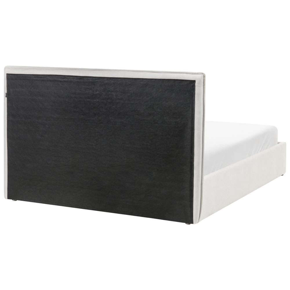 Letto matrimoniale imbottito in tessuto beige chiaro 140 x 200 cm camera da letto