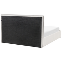 Letto matrimoniale imbottito in tessuto beige chiaro 140 x 200 cm camera da letto