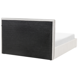 Letto matrimoniale imbottito in tessuto beige chiaro 140 x 200 cm camera da letto